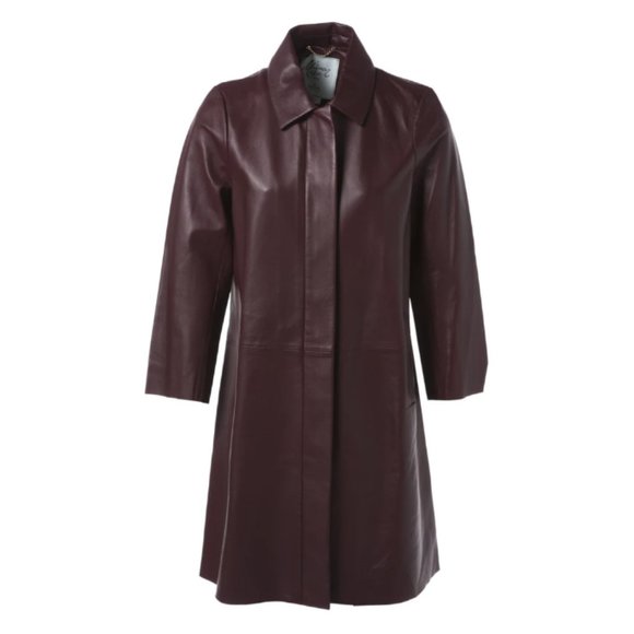 Kate spade madison avenue burgundy maroon leather jacket trench coat size 0 nwot - Picture 2 of 8